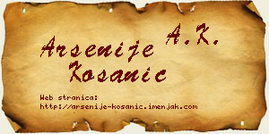 Arsenije Kosanić vizit kartica